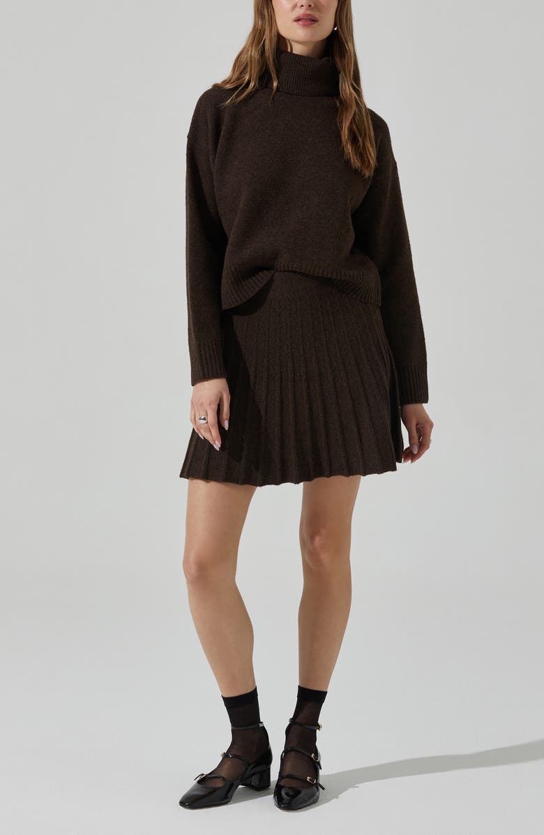 ASTR the Label Marceline Pleated Knit Miniskirt, Alternate, color, 