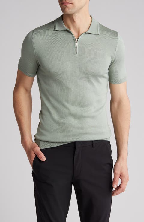 Short Sleeve Quarter Zip Knit Polo
