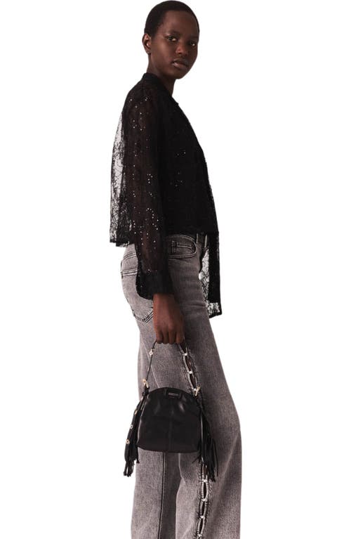 Maje Lace Pussy Bow Shirt In Black