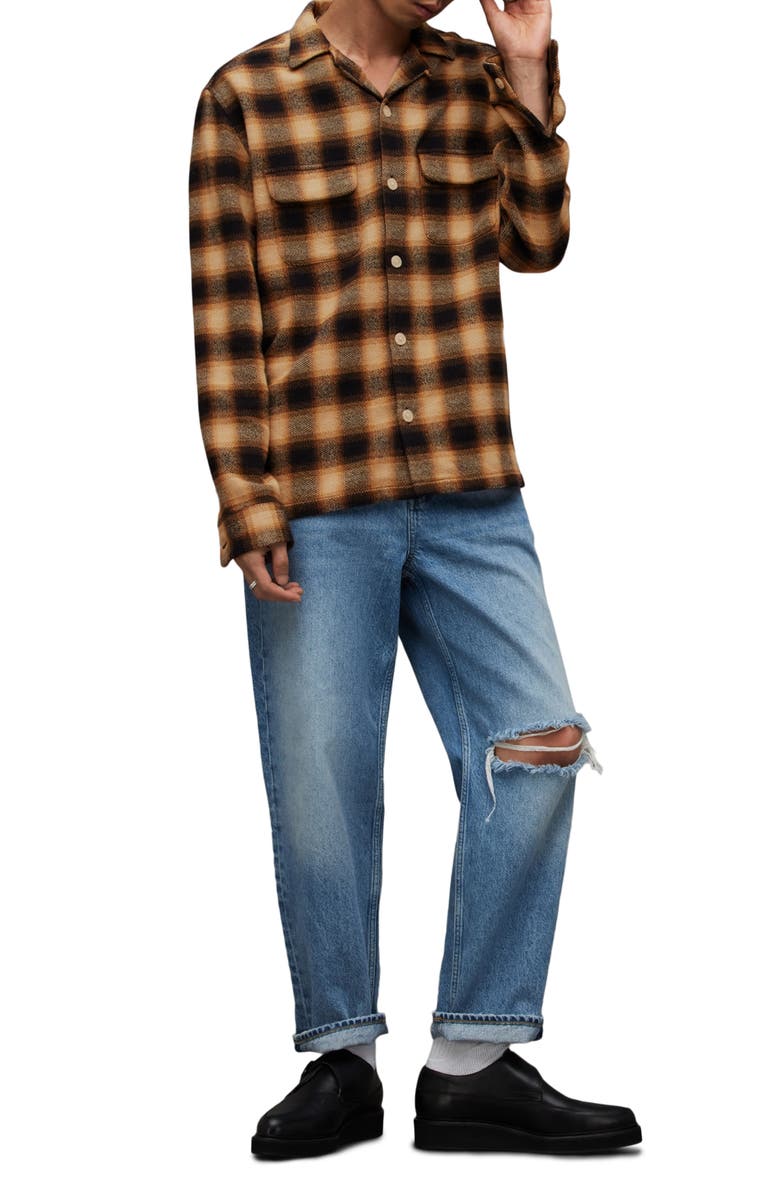 AllSaints Telesto Relaxed Fit Plaid Cotton Flannel Button-Up Shirt, Alternate, color, 