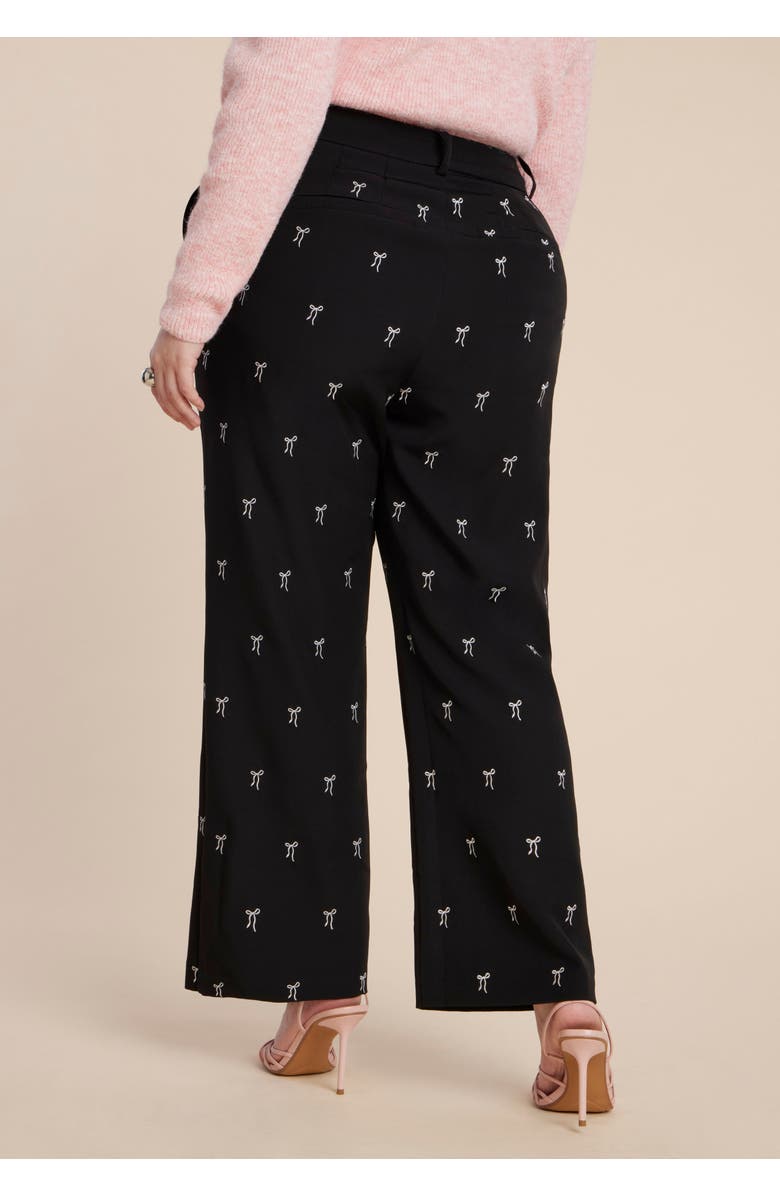ELOQUII Embroidered Bow Bootcut Trouser, Alternate, color, Black Onyx
