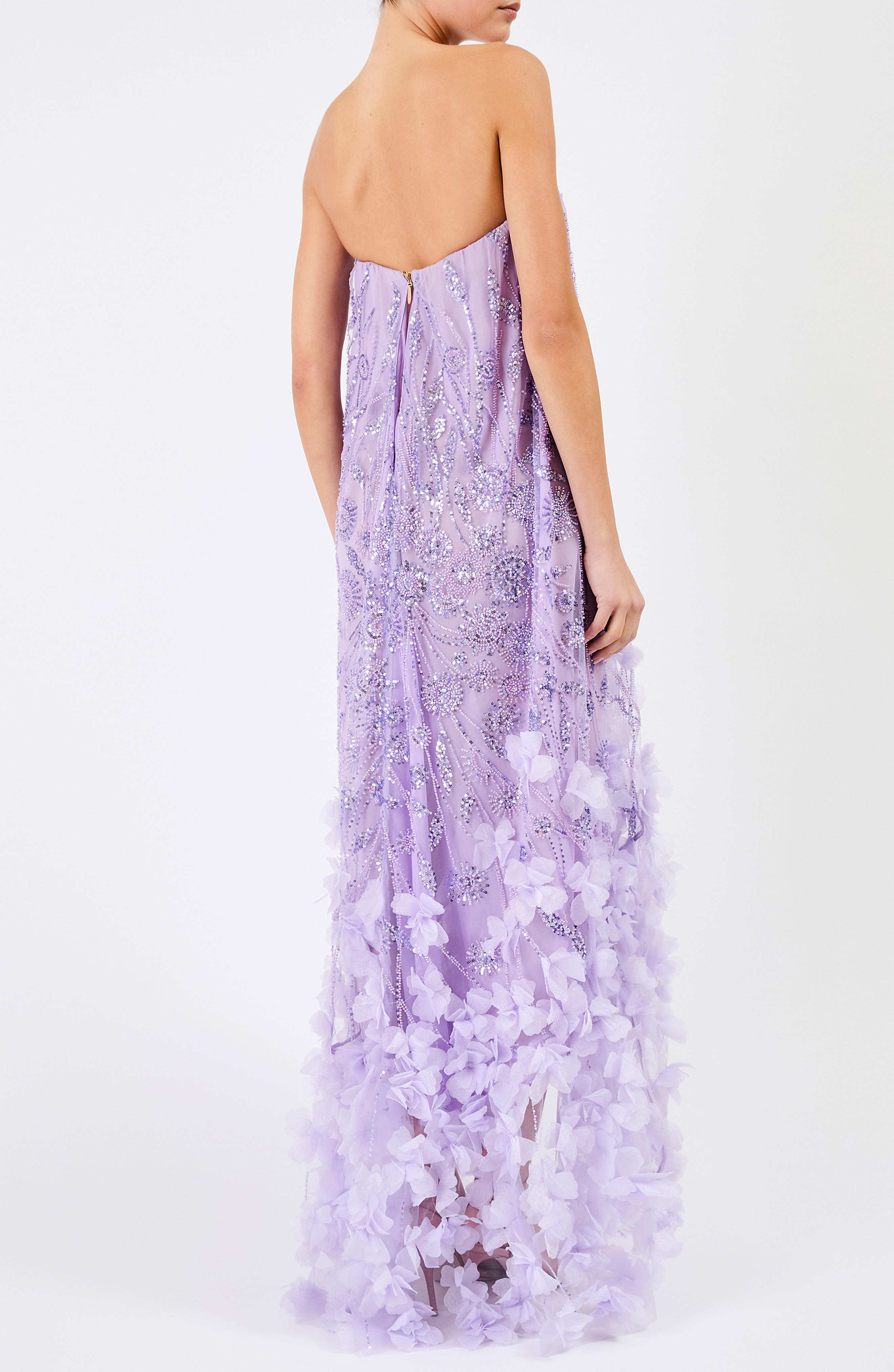 Athena Floral Applique & Sequin Strapless Gown - image 2