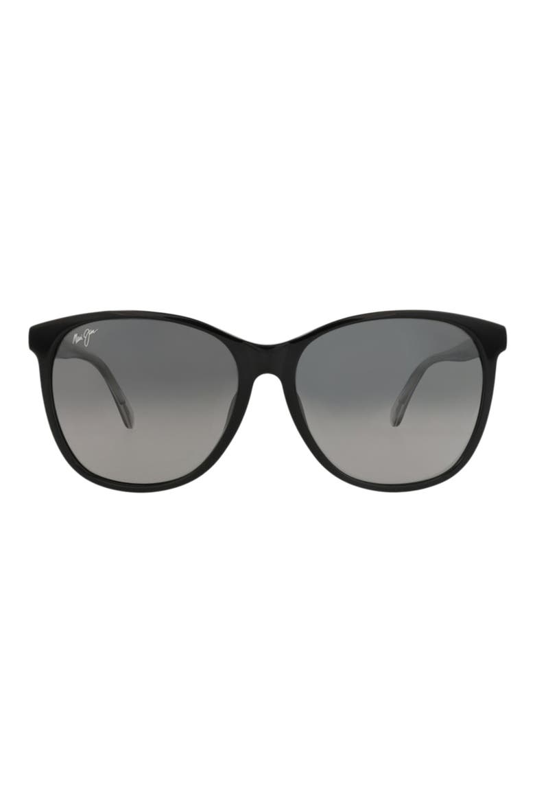 58mm Maui-Gradient Polarized Round Sunglasses, Main, color, BLACK GREY GREY