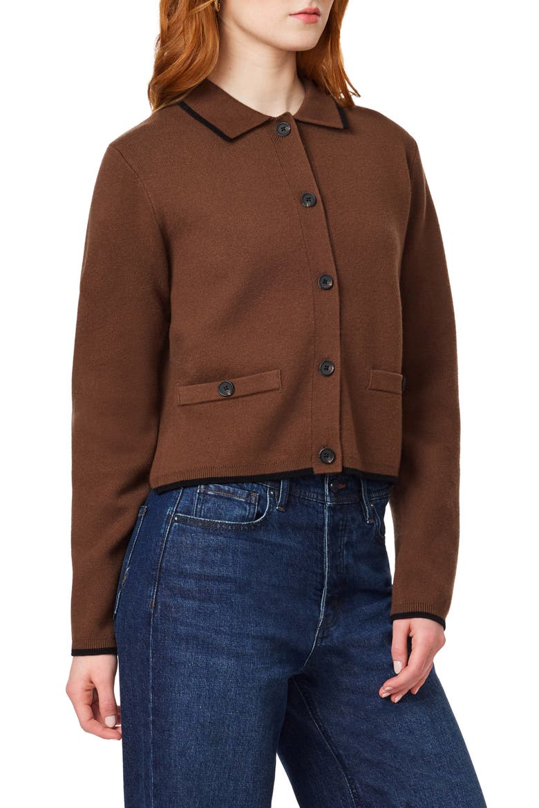Spread Collar Cardigan, Alternate, color, FONDUE FUDGE/ BLACK NIGHT