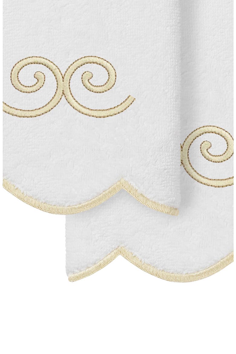 Symmetra Scallop Pack of 2 Fingertip Towels, Alternate, color, WHITE/ BEIGE