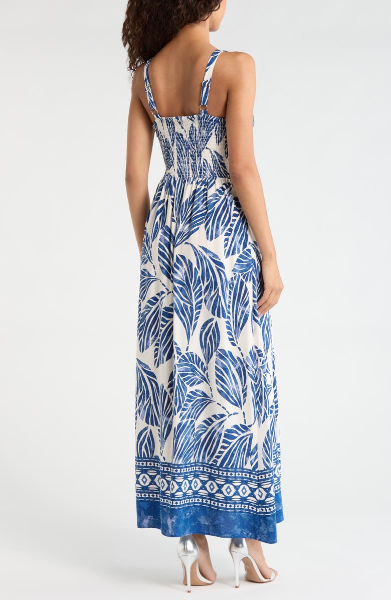 CeCe Leaf Print Sundress, Alternate, color, New Ivory