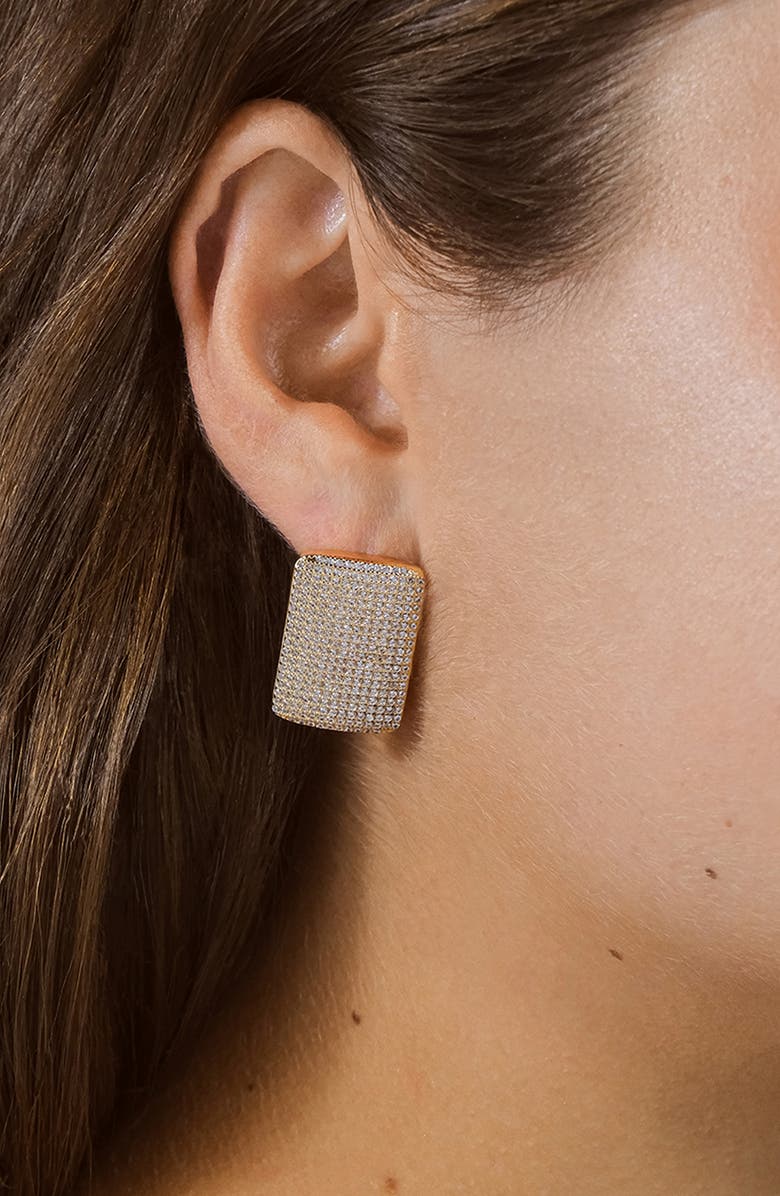 Sterling Forever Beignet Cubic Zirconia Stud Earrings, Alternate, color, Gold