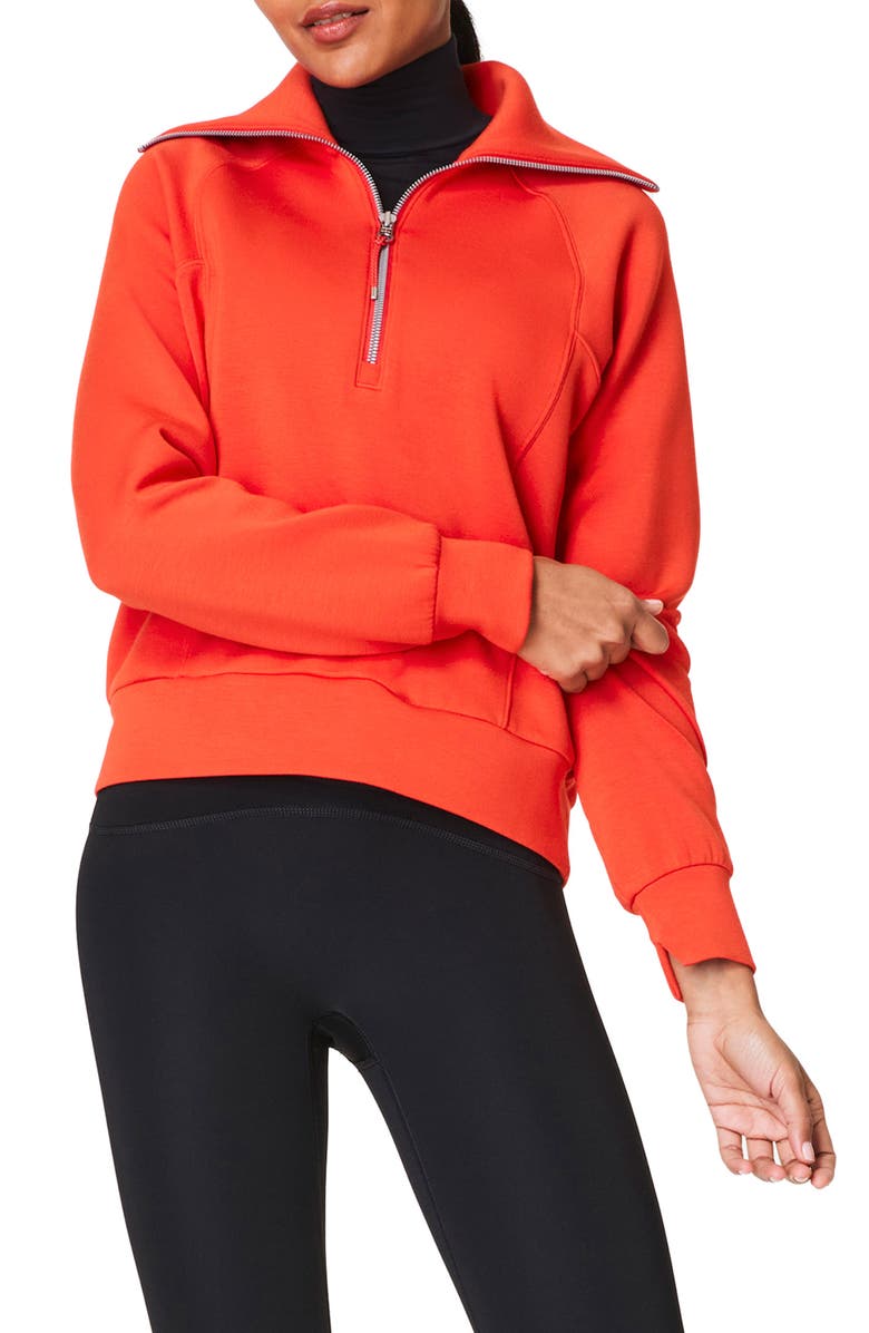 SPANX<sup>®</sup> AirEssentials Half Zip Sweatshirt, Main, color, Poppy