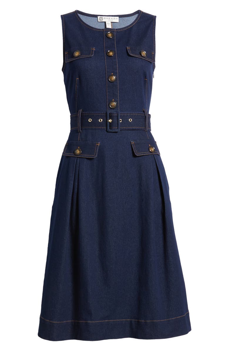 Anne Klein Sleeveless Denim Shirtdress, Alternate, color,