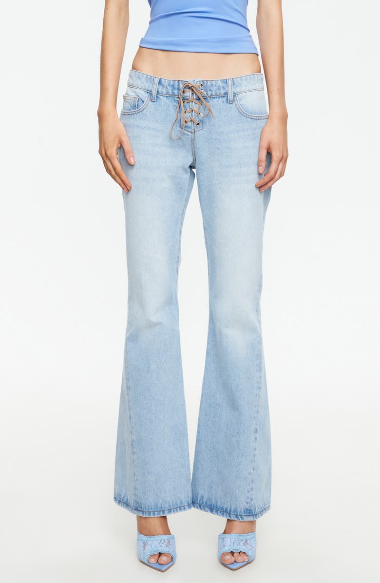 LIONESS Richie Flare Jeans, Main, color, Light Denim