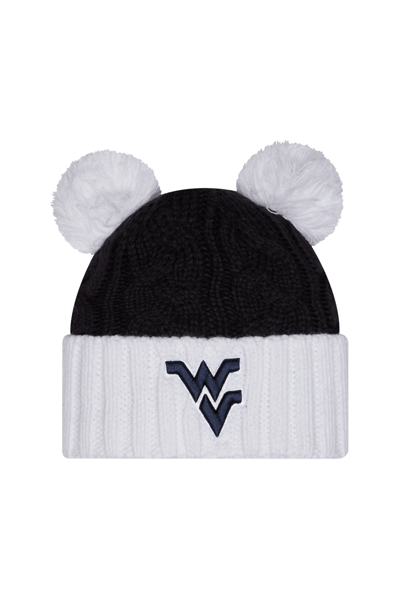 Women's New Era  Black West Virginia Mountaineers Tonal Cuffed Knit Hat with Double Poms, Main, color, Black