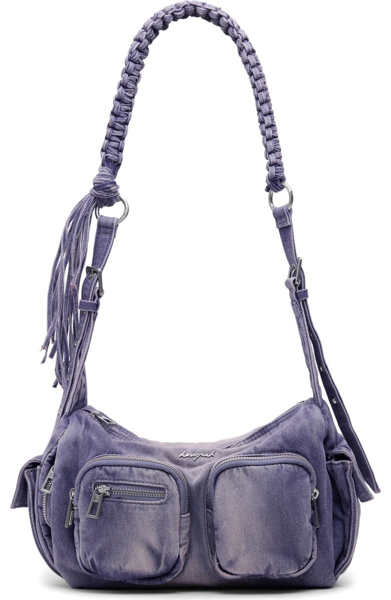 Desigual Denim Shoulder Bag, Main, color, Purple