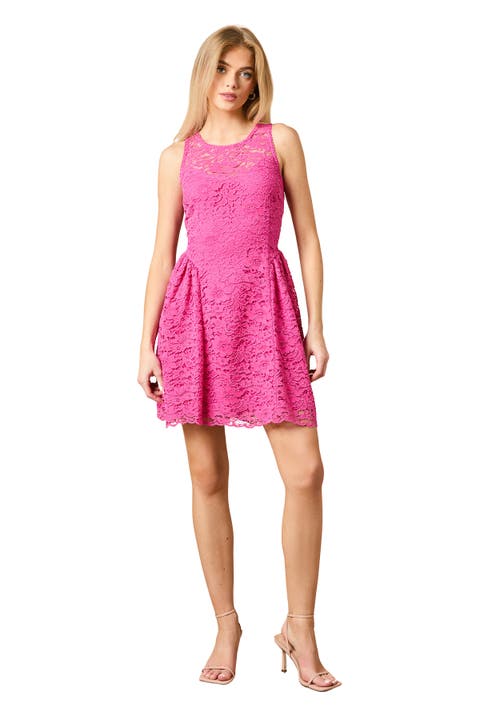 High Neck Lace Detailed Mini Dress