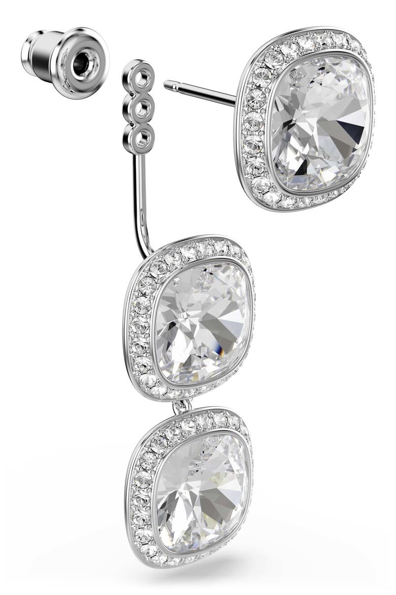 Una Angelic Cushion Crystal Linear Earrings, Alternate, color, WHITE GOLD CRYSTAL