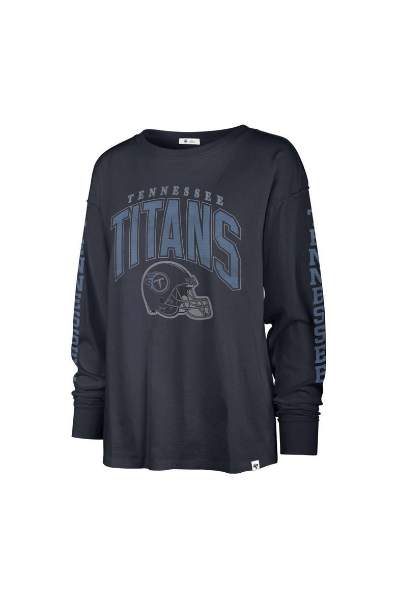 Women's '47 Navy Tennessee Titans Tom Cat Lightweight Long Sleeve T-Shirt, Alternate, color, Navy