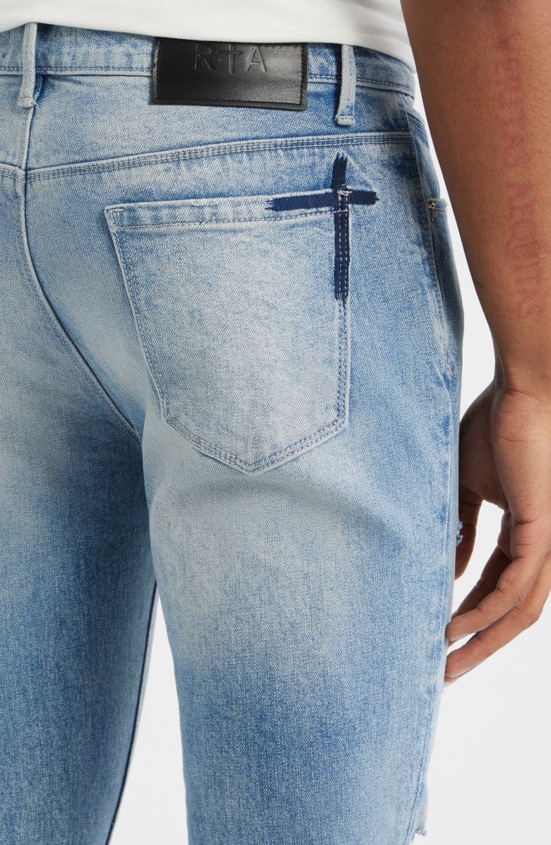 RtA Bryant Ripped Skinny Jeans, Alternate, color, Faded Distressed Blue