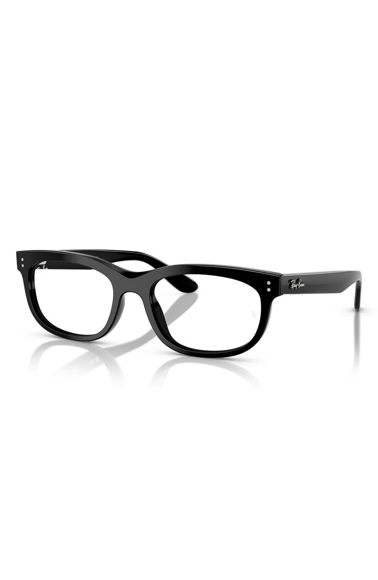 Ray-Ban 54mm Rectangular Pillow Optical Glasses, Alternate, color, Black