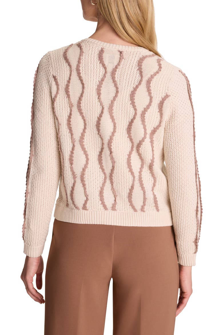 Textured Wave Cotton Blend Cardigan, Alternate, color, BROWN MULTI