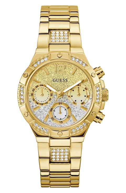 Goldtone Multifunction Bracelet Watch, 38mm
