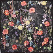 McQueen Spider Floral Silk Twill Square Scarf