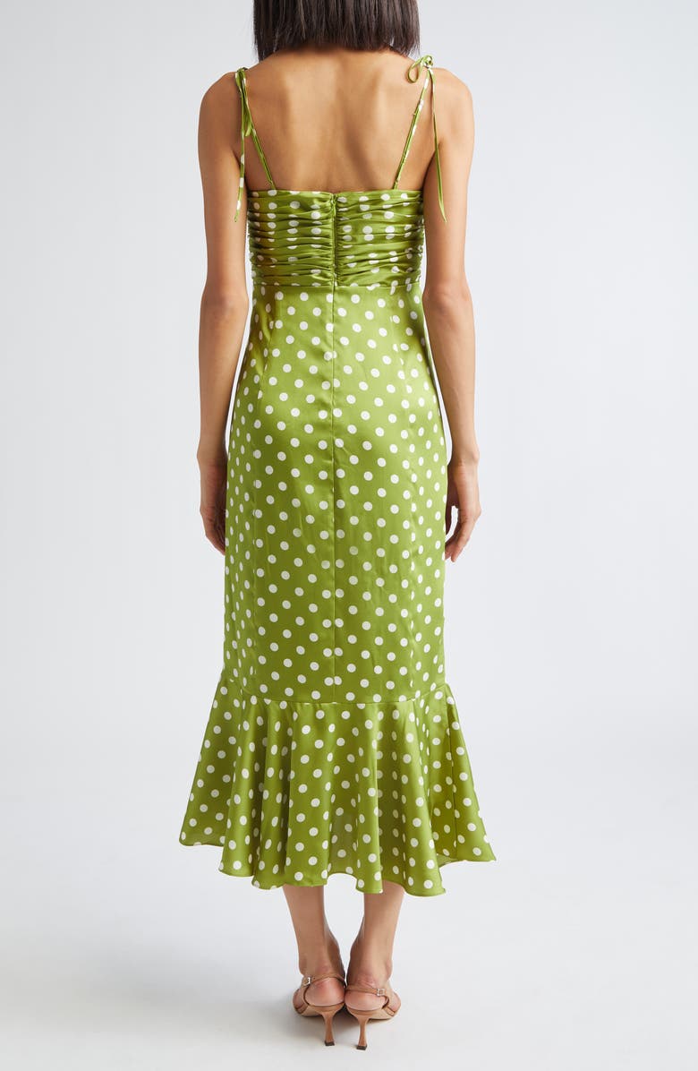 Cinq à Sept Camille Polka Dot Midi Dress, Alternate, color, Pickle/ Ivory
