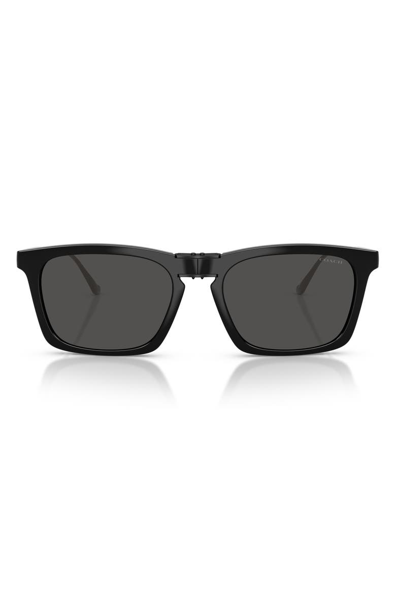 COACH 56mm Square Sunglasses, Main, color, Black / Grey Solid