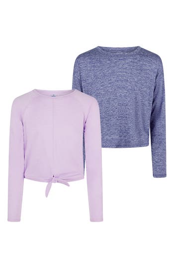 90 Degree By Reflex Kids' Gianna Mesh 2-pack Assorted Tops In Heather Pastel Lilac/blue
