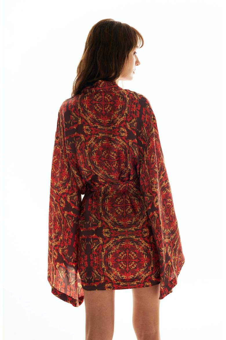ABSTRACT OPEN CARDIGAN, Alternate, color, Red / Brown