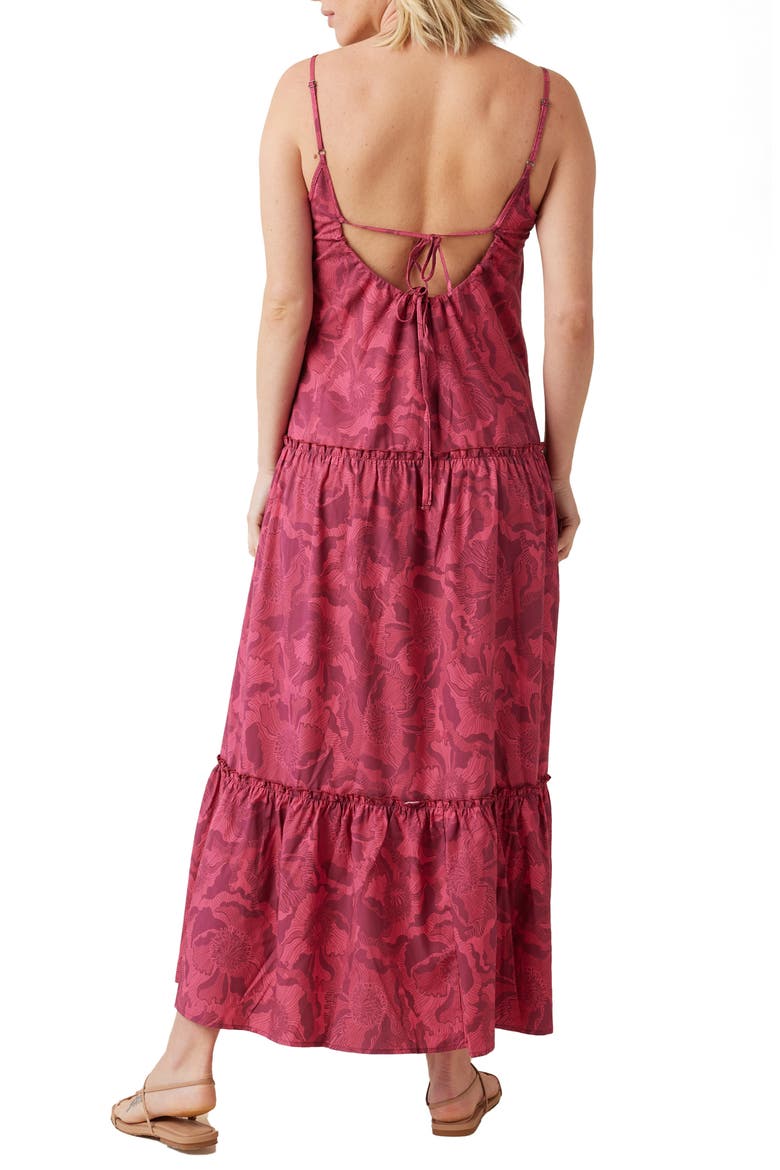 Strappy Tiered Materiny Dress, Alternate, color, BERRY LINE FLORAL