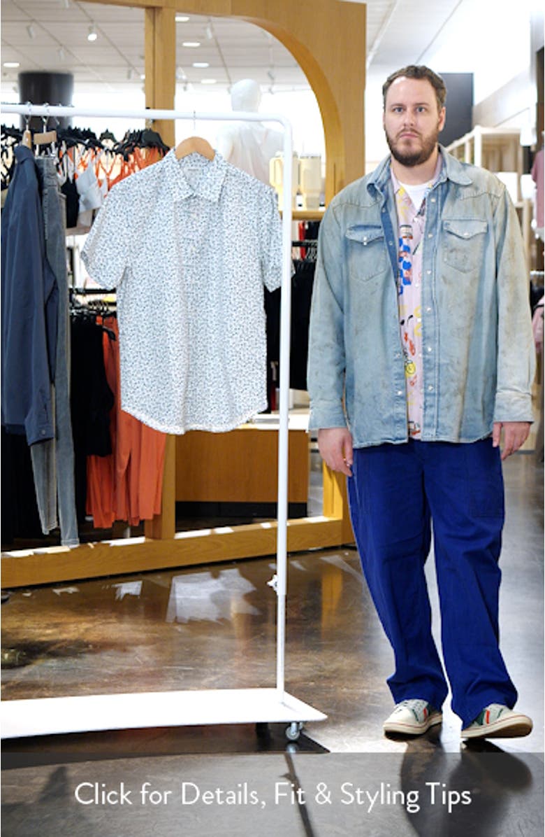 Riviera Floral Short Sleeve Stretch Cotton Button-Up Shirt, sales video thumbnail