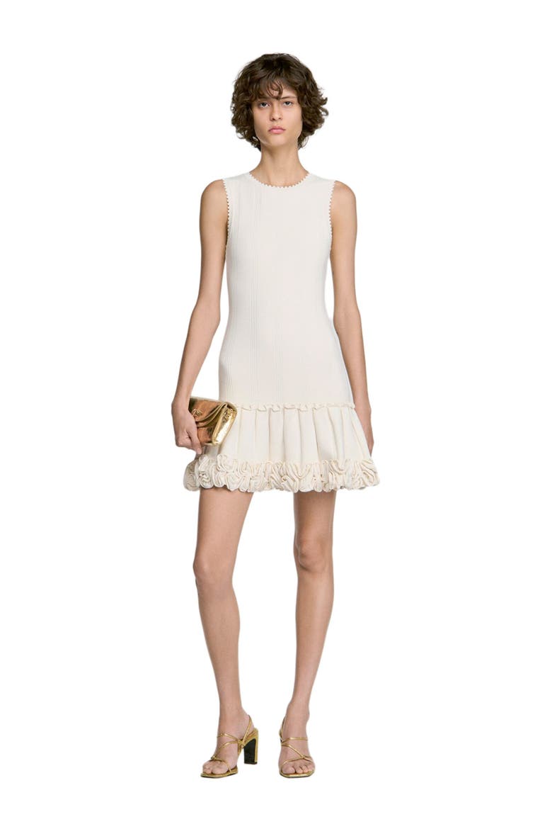 Floral knit short dress, Alternate, color, Ecru