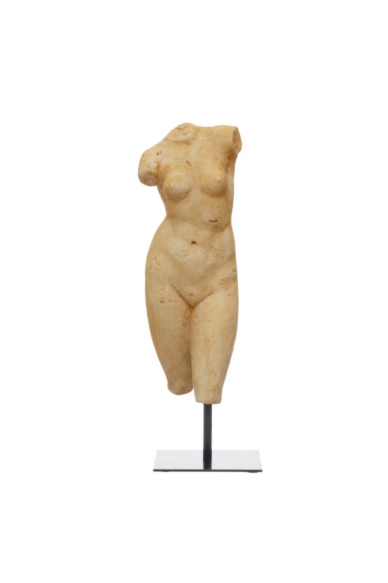 Resin Female Body Figure on Metal Stand, Plaster Finish, Main, color, Brown