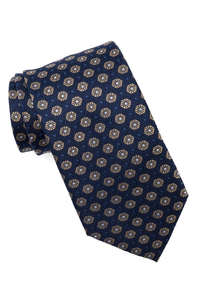 Bonobos Medallion Silk Tie, Main, color, Navy