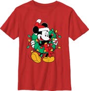 Mickey & Friends Boys' Christmas Wreath Mickey Short Sleeve Graphic T-Shirt