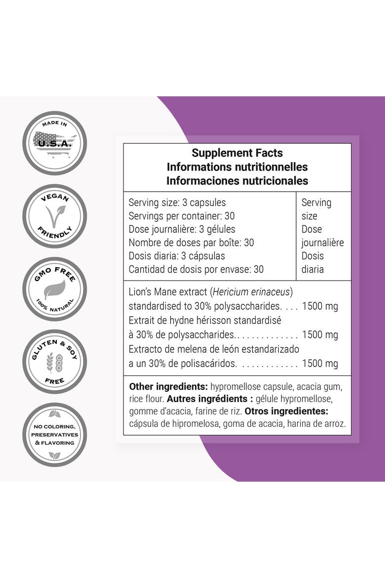 Lion's Mane 1500mg per Day, Alternate, color, None