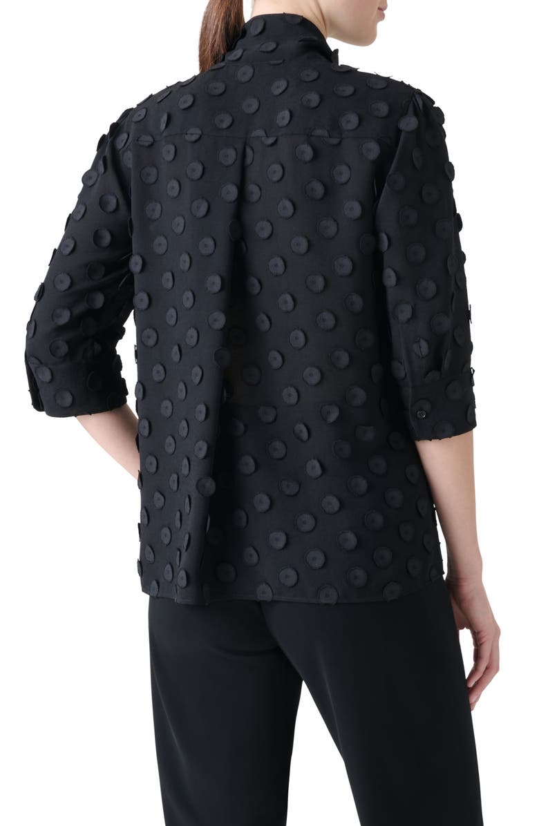 Akris punto Boho Clip Dot Techno Georgette Scarf Neck Shirt, Alternate, color, Black