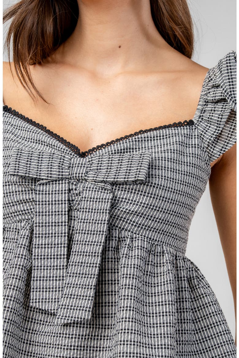 Ruffled Sleeve Babydoll Top, Alternate, color, BLACK