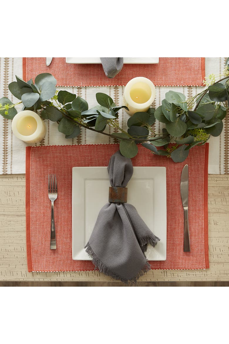 2-Tone Ribbed Placemat Set/6, Alternate, color, Vintage Red