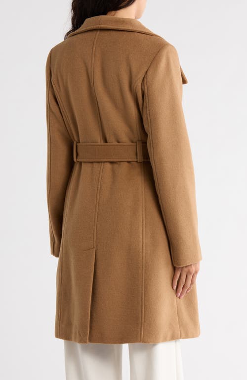 Bernardo Wool Blend Wrap Coat In Brown