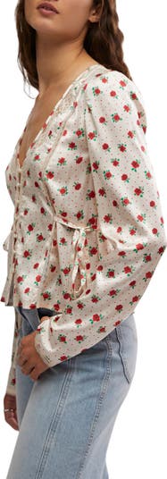 Field of Roses Satin & Lace Top