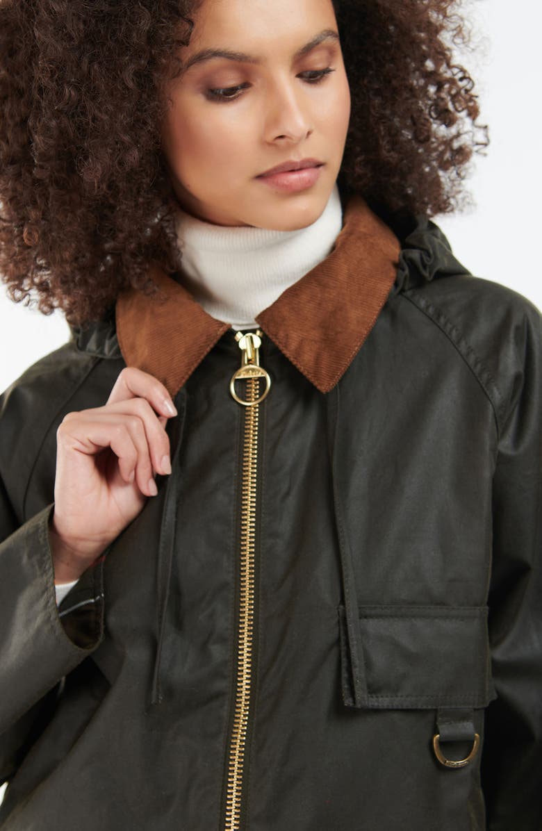 Barbour Highclere Hooded Waxed Jacket, Alternate, color,