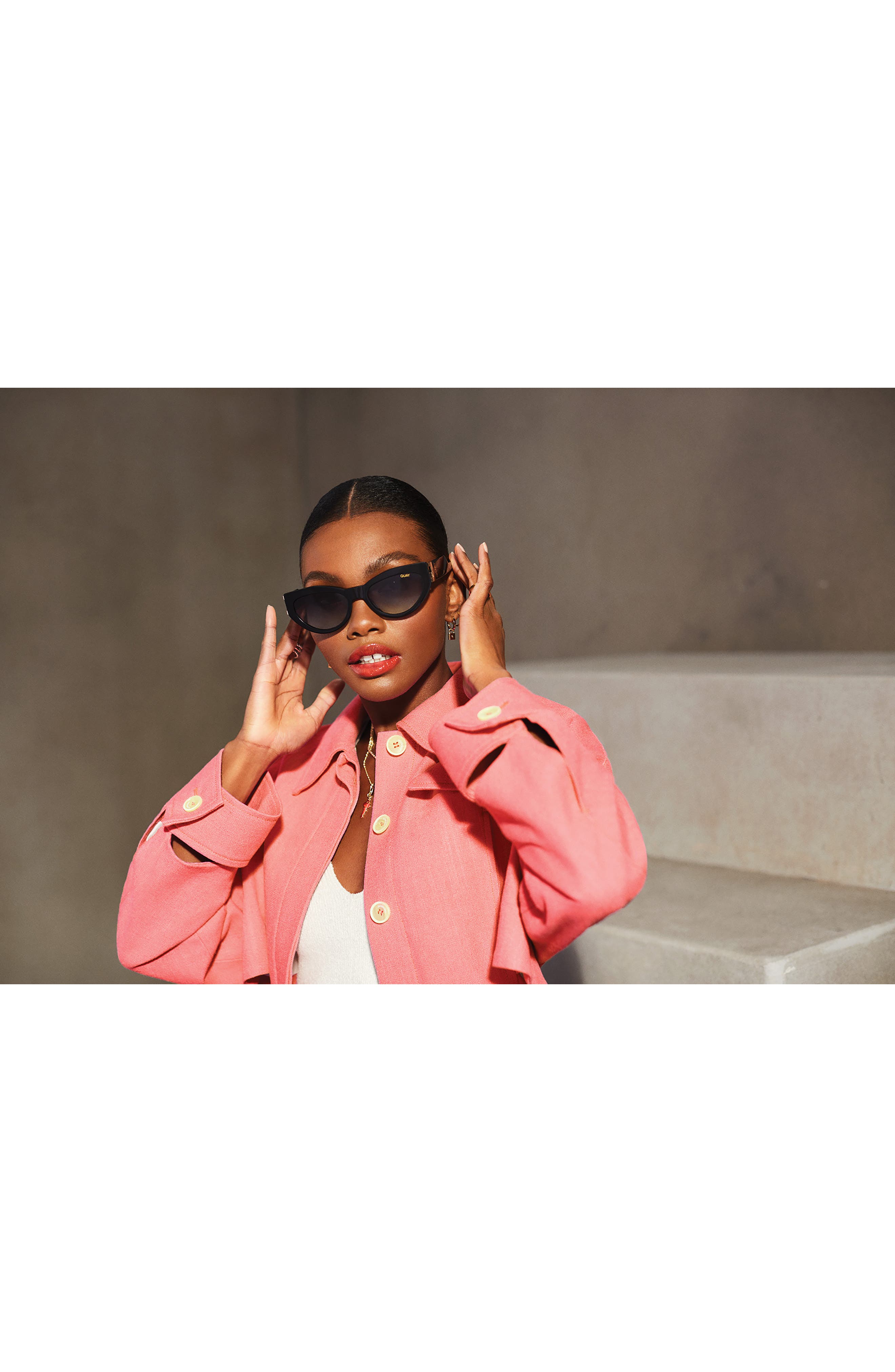 QUAY Mad Cute 50mm Polarized Cat Eye Sunglasses (Women) | Nordstromrack