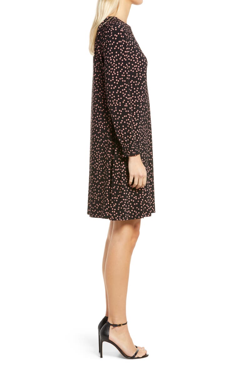 Scattered Dot Long Sleeve Knit Shift Dress, Alternate, color, ANNE BLACK/ ANISE