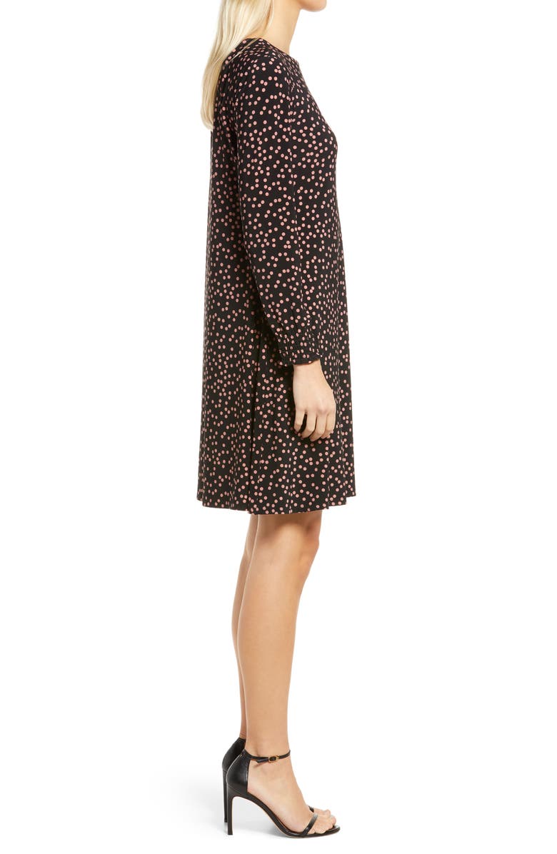 Anne Klein Scattered Dot Long Sleeve Knit Shift Dress, Alternate, color, 