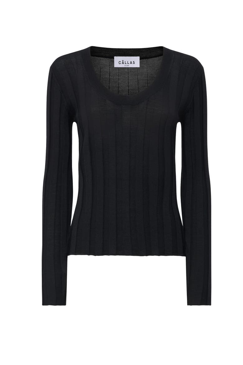 Margot Scoop neck sweater, Main, color, Black