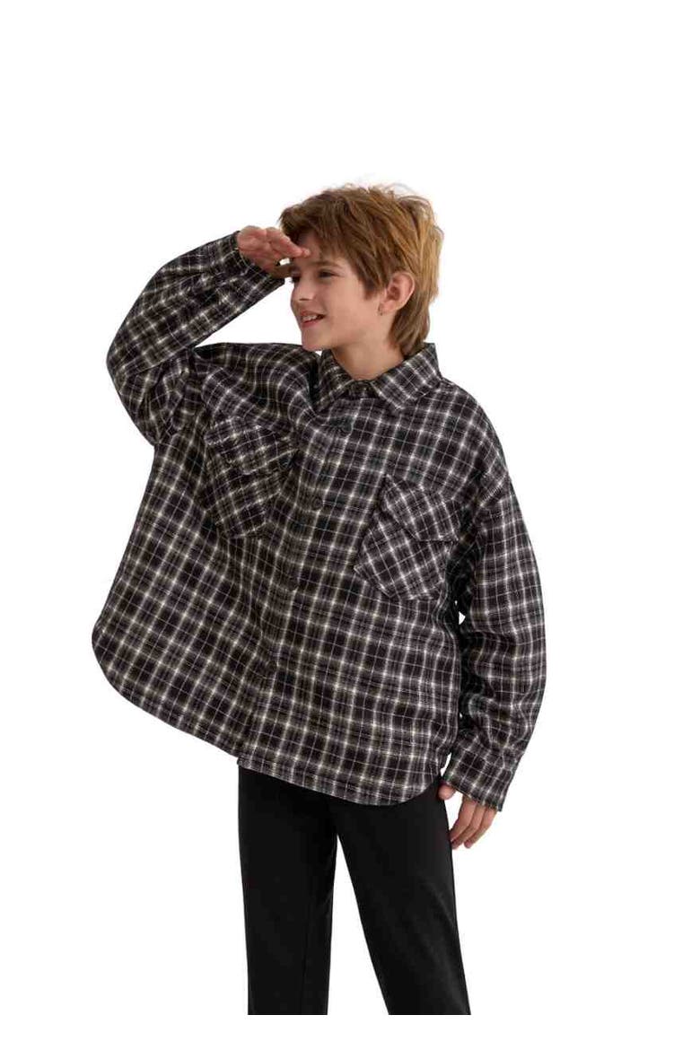 Plaid Flannel Shirt, Alternate, color, Grey
