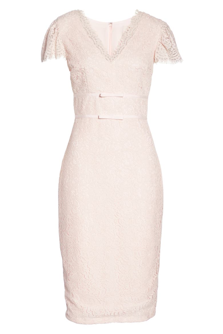 Ginger Rosebud Lace Sheath Dress, Alternate, color, BLUSH