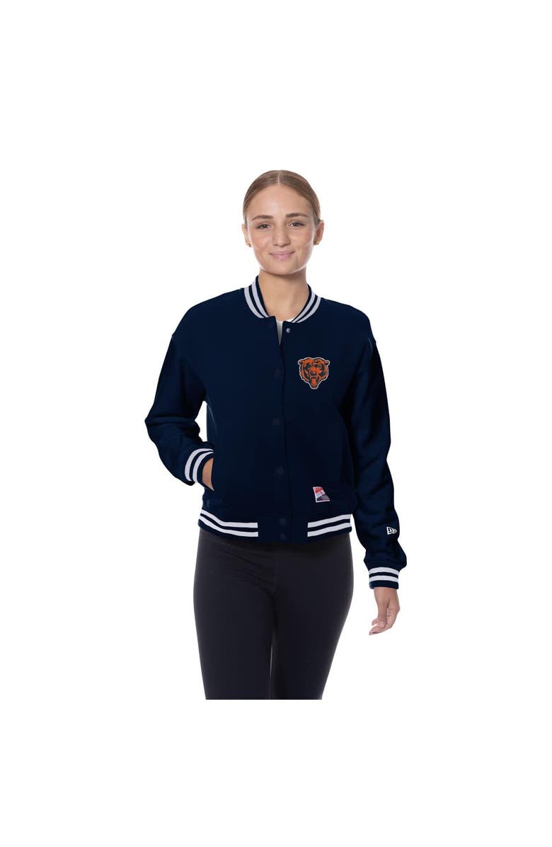 New Era Women's New Era Navy Chicago Bears Throwback Fleece Full-Snap Jacket, Alternate, color, Navy