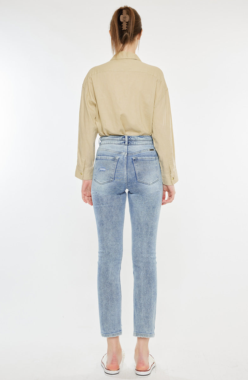 Kancan Cadence Ultra High Rise Slim Straight Leg Jeans In Blue