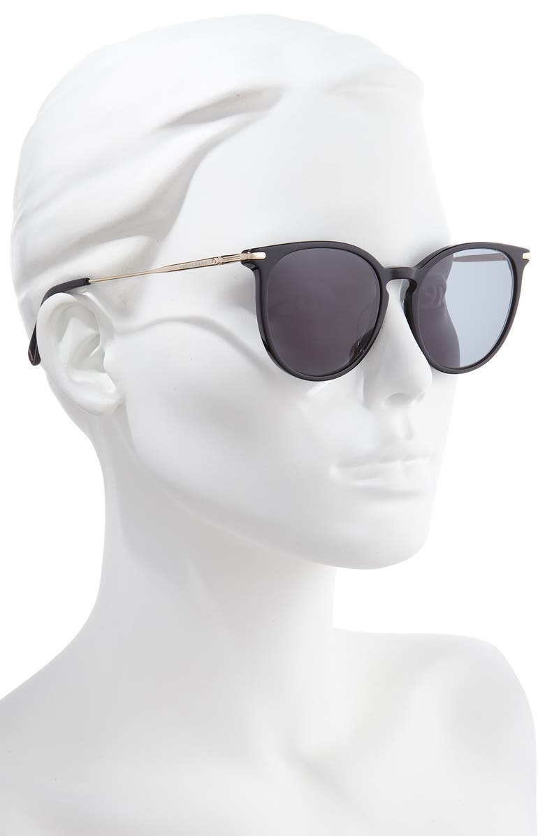 Longchamp Roseau 54mm Round Sunglasses, Alternate, color, Black/ Green